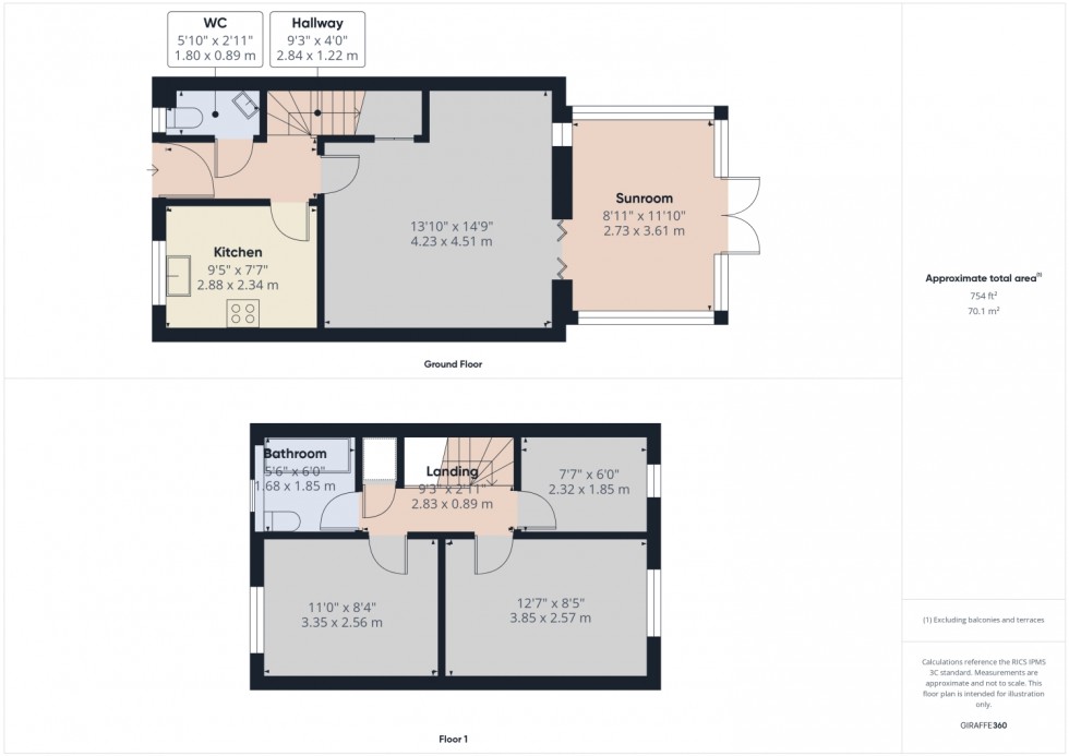 Floorplan for West End Lane, Hucclecote, Gloucester, GL3